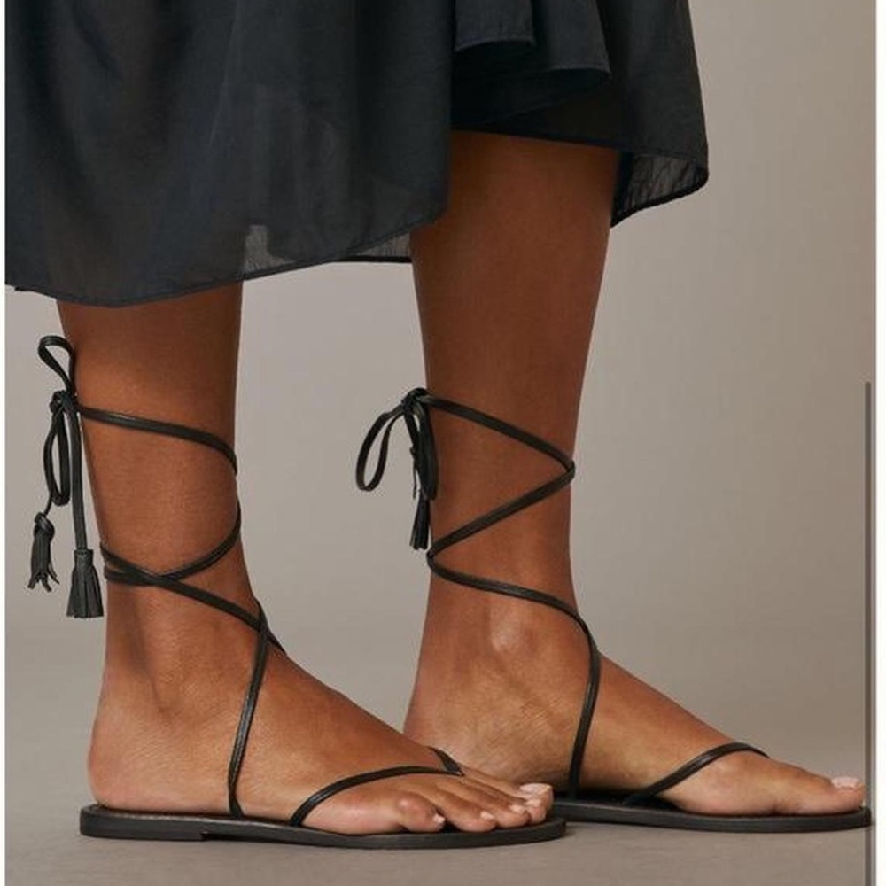 Anthropologie Pilcro Gladiator Black Lace-Up Sandals Size 9
